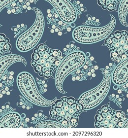 Patrón transparente vectorial paisley. Flor fantástica, hojas. Impresión bohemia textil. Pintura de batik. Vintage
