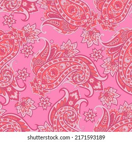 Patrón transparente vectorial paisley. Flor fantástica, hojas. Pintura estilo batik. Fondo de cosecha