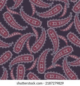 Patrón transparente vectorial paisley. Flor fantástica, hojas. Pintura estilo batik. Fondo de cosecha