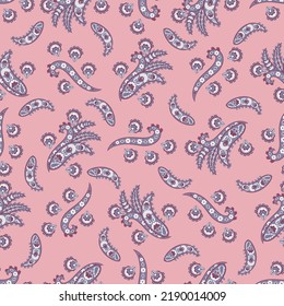 Paisley Vektor nahtloses Muster. Fantastische Blume, Blätter. Batik-Malerei. Vintage-Hintergrund