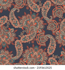 Paisley Vektor nahtloses Muster. Fantastische Blume, Blätter. Batik-Malerei. Vintage-Hintergrund