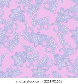 Paisley vector seamless pattern. Fantastic flower, leaves. Textile bohemian print. Batik painting.