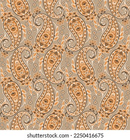 Patrón transparente vectorial paisley. Flor fantástica, hojas. Impresión bohemia textil. Pintura de batik. Vintage