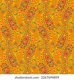 Patrón transparente vectorial paisley. Flor fantástica, hojas. Impresión bohemia textil. Pintura de batik. Vintage