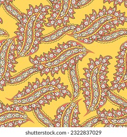 Paisley Vektor nahtloses Muster. Fantastische Blume, Blätter. Batik-Malerei. Vintage-Hintergrund