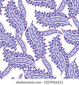 Patrón transparente vectorial paisley. Flor fantástica, hojas. Pintura estilo batik. Fondo de cosecha