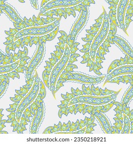 Patrón transparente vectorial paisley. Flor fantástica, hojas. Pintura estilo batik. Fondo de cosecha