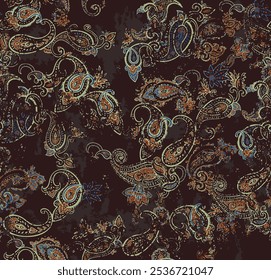 vetor paisley padrão sem emenda em fundo vintage. padrão étnico. motivo digital background.abstract padrão étnico sem emenda de paisley. fundo do vetor.