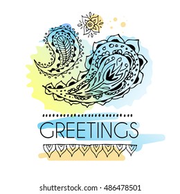 Paisley. Vector sketch. Pattern in ethnic style.The artwork line drawings floral ornament for advertising discounts,invitations, greeting cards,restaurant menu