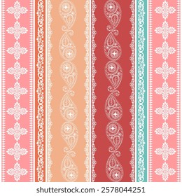 Paisley Vertical Stripes Pattern on pastel