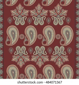 paisley vintage pattern in indian batik style. floral vector background