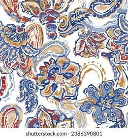 Paisley watercolor floral pattern. Ethnic ornament, for fabric, textile, cards, wrapping paper, wallpaper pattern. Ornamental background