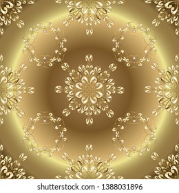 Paisley watercolor floral pattern tile with flowers, flores, leaves. Vector. Illustration in beige and neutral colors. Abstract background. Oriental traditional hand painted seamless border for design