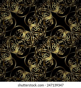Paisleys elegant floral vector background wallpaper illustration with vintage stylish beautiful modern 3d line art gold and paisley flowers leaves and ornaments.