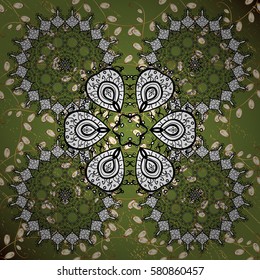 Paisleys elegant floral vector background wallpaper illustration with vintage stylish beautiful modern 3d line art gold and green paisley flowers, doodles, leaves and ornaments.