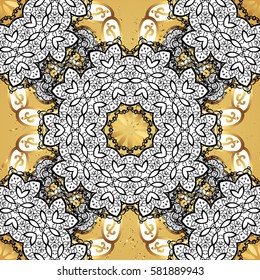 Paisleys elegant floral vector background wallpaper illustration with vintage stylish beautiful modern 3d line art gold and yellow paisley flowers leaves and ornaments.