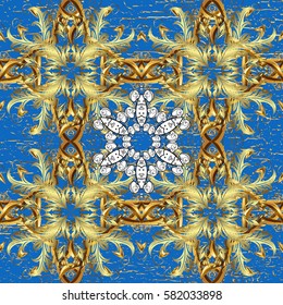 Paisleys elegant floral vector background wallpaper illustration with vintage stylish beautiful modern 3d line art gold and blue paisley flowers leaves and ornaments.