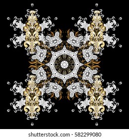 Paisleys elegant floral vector background wallpaper illustration with vintage stylish beautiful modern 3d line art gold and black paisley flowers, doodles, leaves and ornaments.