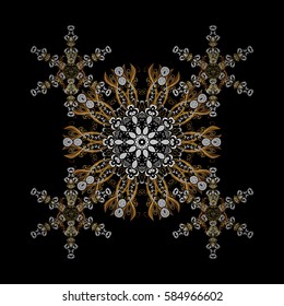 Paisleys elegant floral vector background wallpaper illustration with vintage stylish beautiful modern 3d line art gold and black paisley flowers, doodles, leaves and ornaments.