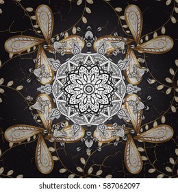 Paisleys elegant floral vector background wallpaper illustration with vintage stylish beautiful modern 3d line art gold and blue paisley flowers, doodles, leaves and ornaments.