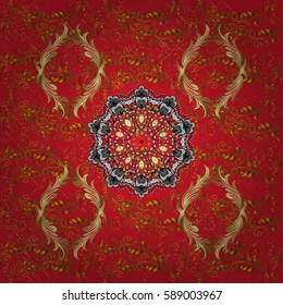 Paisleys elegant floral vector background wallpaper illustration with vintage stylish beautiful modern 3d line art gold and red paisley flowers leaves and ornaments.