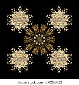 Paisleys elegant floral vector background wallpaper illustration with vintage stylish beautiful modern 3d line art gold and black paisley flowers, doodles, leaves and ornaments.