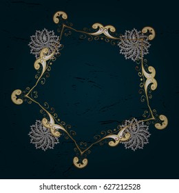 Paisleys elegant floral vector background wallpaper illustration with vintage stylish beautiful modern 3d line art gold and blue paisley flowers, doodles, leaves and ornaments.