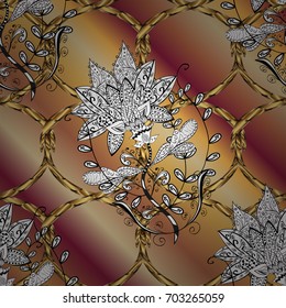 Paisleys elegant floral vector background wallpaper illustration with vintage stylish beautiful modern 3d line art gold and paisley flowers leaves and ornaments.