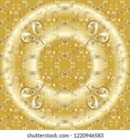 Paisleys elegant floral vector ornamental pattern background wallpaper illustration with vintage stylish beautiful modern 3d line art gold and yellow, beige, neutral paisley flowers leaves, ornaments.