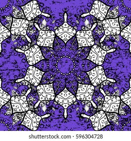 Paisleys elegant floral vector pattern background wallpaper illustration with vintage stylish beautiful modern line art blue and violet paisley flowers leaves and ornaments.