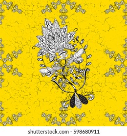 Paisleys elegant floral vector pattern background wallpaper illustration with vintage stylish beautiful modern 3d line art gold and yellow paisley flowers leaves and ornaments.