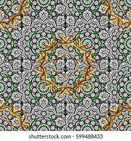 Paisleys elegant floral vector pattern background wallpaper illustration with vintage stylish beautiful modern 3d line art gold and green paisley flowers leaves and ornaments.