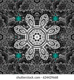 Paisleys elegant floral vector pattern background wallpaper illustration with vintage stylish beautiful modern 3d line art gray and blue paisley flowers leaves and ornaments.
