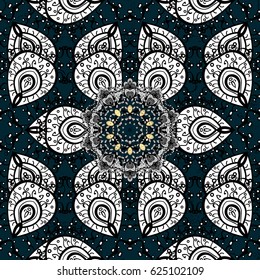 Paisleys elegant floral vector pattern background wallpaper illustration with vintage stylish beautiful modern 3d line art gray and blue paisley flowers leaves and ornaments.