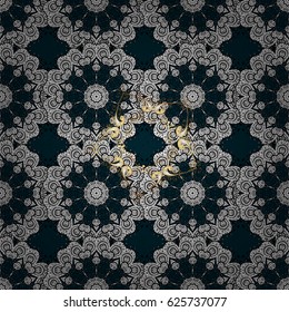 Paisleys elegant floral vector pattern background wallpaper illustration with vintage stylish beautiful modern 3d line art gold and blue paisley flowers leaves and ornaments.