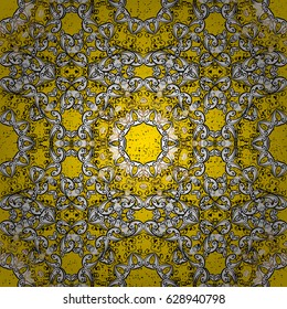 Paisleys elegant floral vector pattern background wallpaper illustration with vintage stylish beautiful modern 3d line art gold and yellow paisley flowers leaves and ornaments.