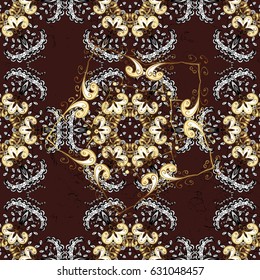 Paisleys elegant floral vector pattern background wallpaper illustration with vintage stylish beautiful modern 3d line art gold and brown paisley flowers leaves and ornaments.