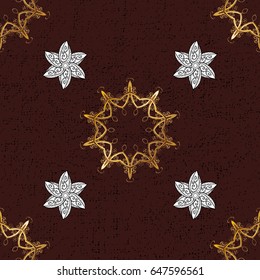 Paisleys elegant floral vector pattern background wallpaper illustration with vintage stylish beautiful modern 3d line art gold and brown paisley flowers leaves and ornaments.