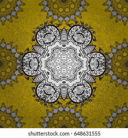 Paisleys elegant floral vector pattern background wallpaper illustration with vintage stylish beautiful modern 3d line art gray and yellow paisley flowers leaves and ornaments.