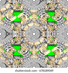 Paisleys elegant floral vector pattern background wallpaper illustration with vintage stylish beautiful modern 3d line art gold and paisley flowers leaves and ornaments.