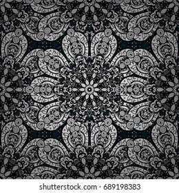 Paisleys elegant floral vector pattern background wallpaper illustration with vintage stylish beautiful modern line art white and white paisley flowers leaves and ornaments.