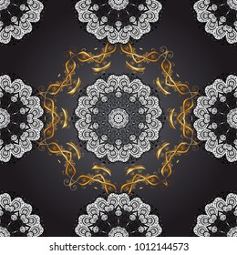 Paisleys elegant floral vector seamless pattern background wallpaper illustration with vintage stylish beautiful modern 3d line art gold and gray, black and white paisley flowers, doodles, leaves.