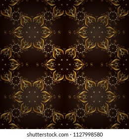 Paisleys elegant floral vector seamless pattern background wallpaper illustration with vintage stylish beautiful modern 3d line art gold and brown and black paisley flowers leaves and ornaments.