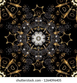 Paisleys elegant floral vector seamless pattern background wallpaper illustration with vintage stylish beautiful modern 3d line art gold and gray and black paisley flowers leaves and ornaments.
