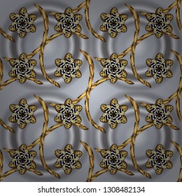Paisleys elegant floral vector seamless pattern background wallpaper illustration with vintage stylish beautiful modern 3d line art gold and gray and yellow paisley flowers leaves and ornaments.