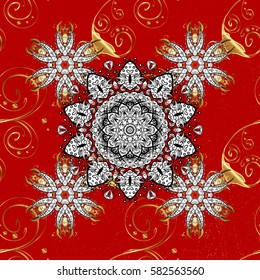 Paisleys elegant floral vector seamless pattern background wallpaper illustration with vintage stylish beautiful modern 3d line art gold and red paisley flowers, doodles, leaves and ornaments.