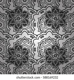 Paisleys elegant floral vector seamless pattern background wallpaper illustration with vintage stylish beautiful modern 3d line art white and paisley flowers leaves and ornaments.