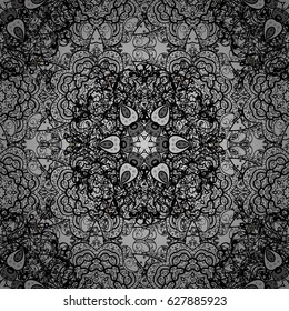 Paisleys elegant floral vector seamless pattern background wallpaper illustration with vintage stylish beautiful modern 3d line art white and gray paisley flowers leaves and ornaments.