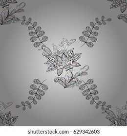 Paisleys elegant floral vector seamless pattern background wallpaper illustration with vintage stylish beautiful modern 3d line art dim and gray paisley flowers leaves and ornaments.