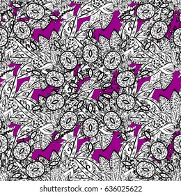 Paisleys elegant floral vector seamless pattern background wallpaper illustration with vintage stylish beautiful modern 3d line art white and magenta paisley flowers leaves and ornaments.